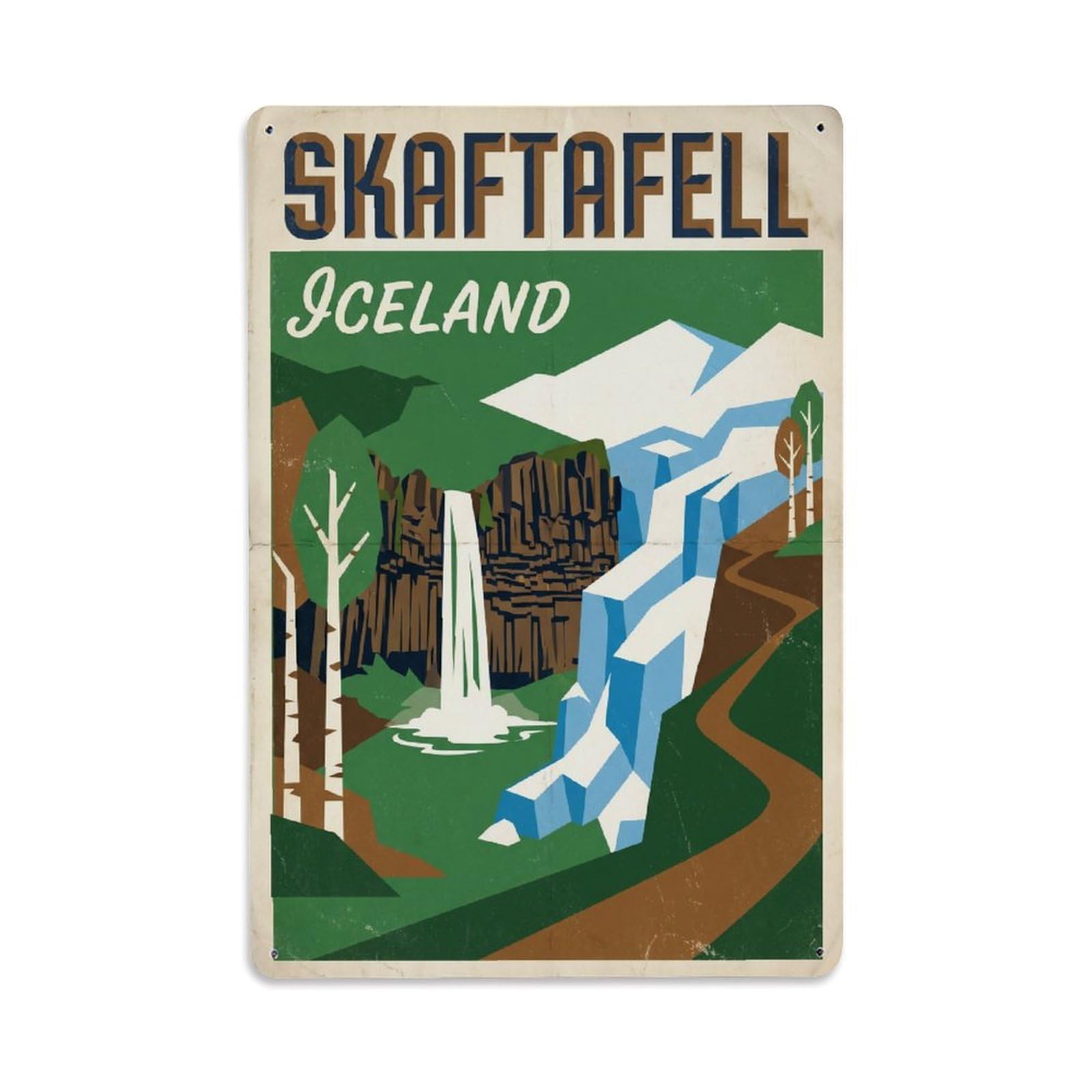 Vintage Travel Skaftafell Iceland Park Metal Tin Sign