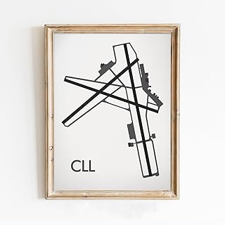 Modern Poster of Easterwood Field Airport Cll | 11x17 12x18 16x24 24x36 Unframed Print Wall Art | Minimal Traveler Gift | Minimalist Home Office Decor