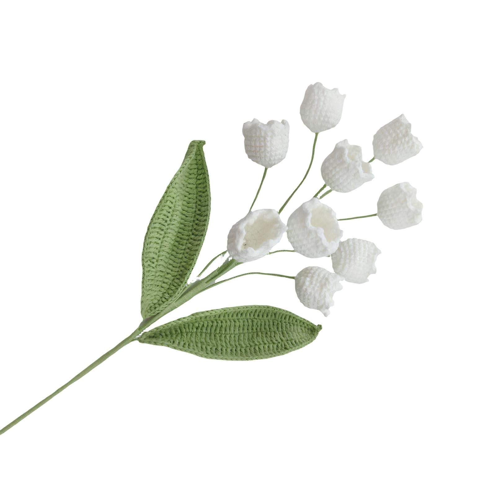 alloneslife Time Crochet Lilies of the Valley Floral Arrangement 55cm Long Indoor Decoration Wool Flowers Crochet Lilies of the Valley