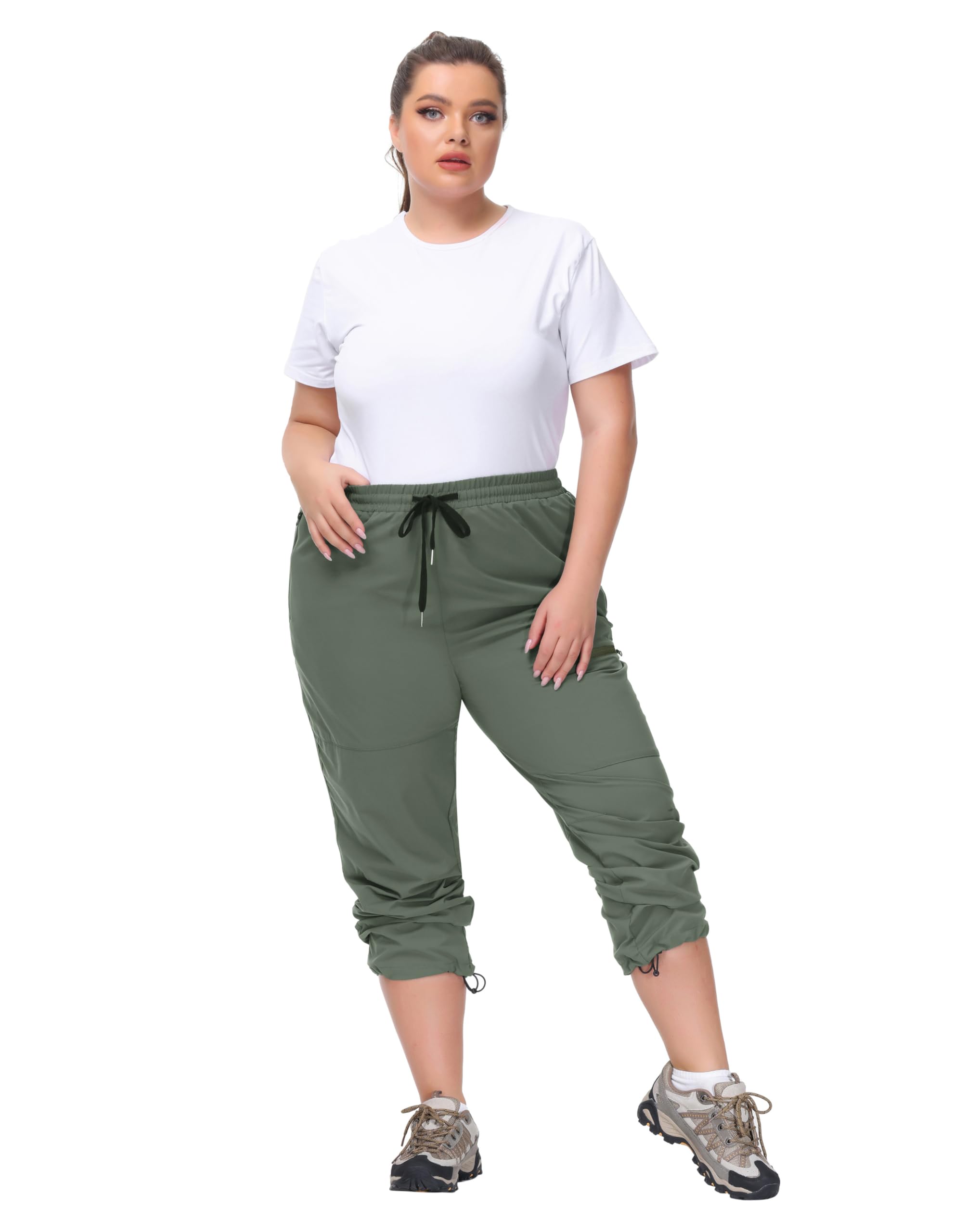 Hanna Nikole Pantaloni cargo da donna, elasticizzati, impermeabili, con chiusura lampo