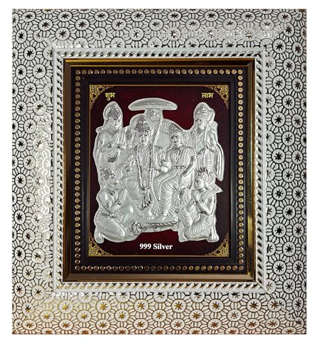 Image of ARTSMINE - Silver Ram Darbar Wall Frame - 999 Silver Art|Premium Finish|Auspicious Spiritual Decor|Ideal for Pooja & Gifting - 1 Unit