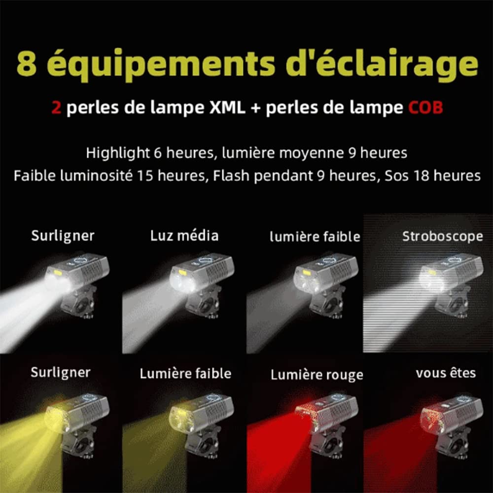 TIORU Bike Light Headlight Lampada per Bicicletta con Power Bank Ricaricabile LED 4000Mah MTB Bicicletta Luce Torcia Elettrica Accessori per Bici