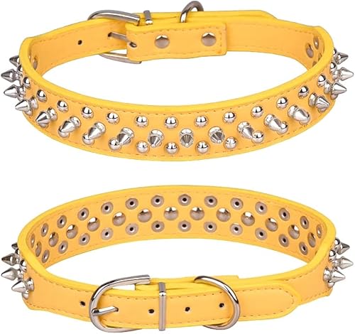 Collar para perro con pinchos, remache de hongos con tachuelas, ajustable de piel sintética para mascotas, para gatos, cachorros y perros (S, disponible en Yaxa Colombia