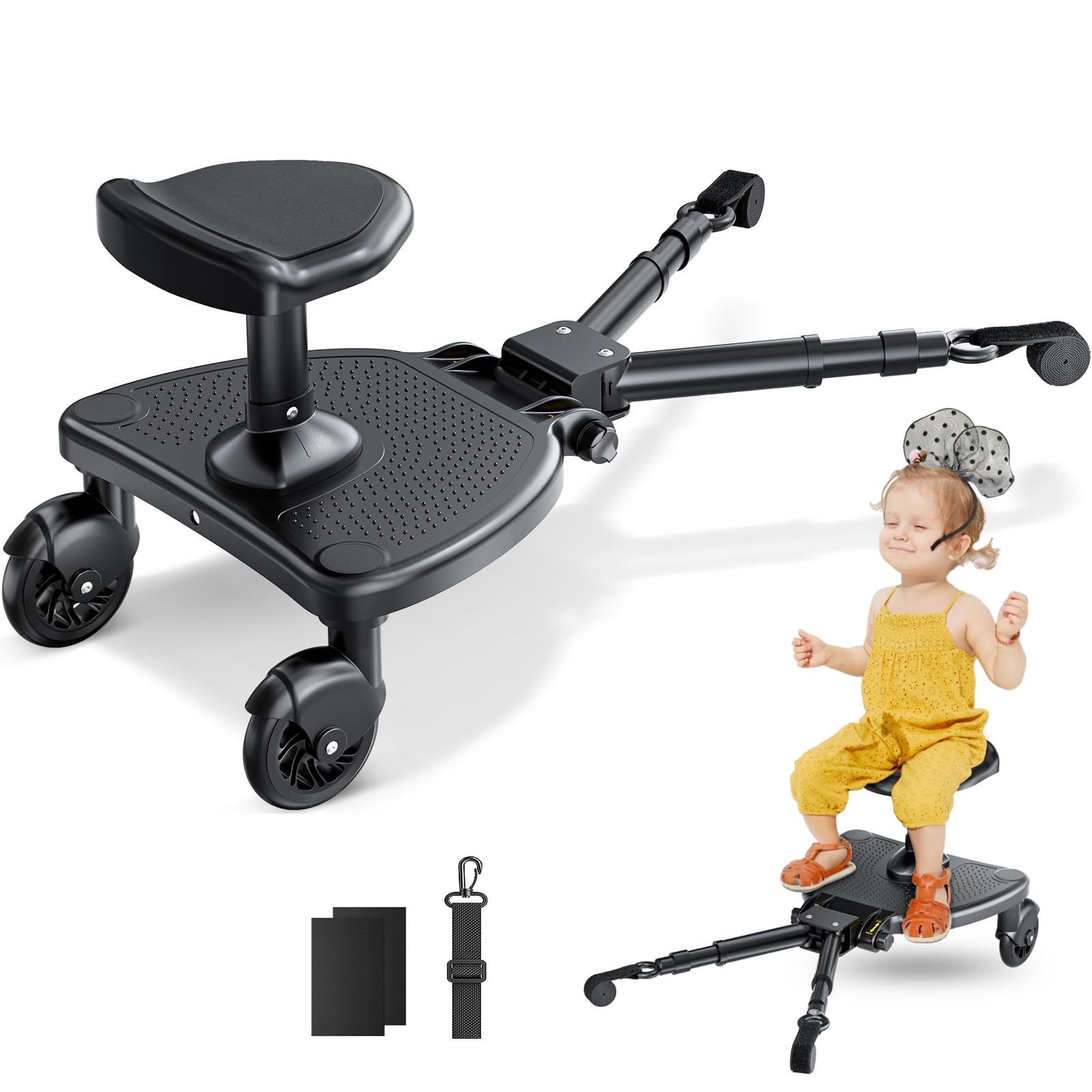 Pedana Passeggino Universale, Tavola per Bambini con Sedile più Ampio e Confortevole e Zone di Poggiapiedi più Ampie, Compatibile con il 99% Delle Carrozzine, Portata 25 kg