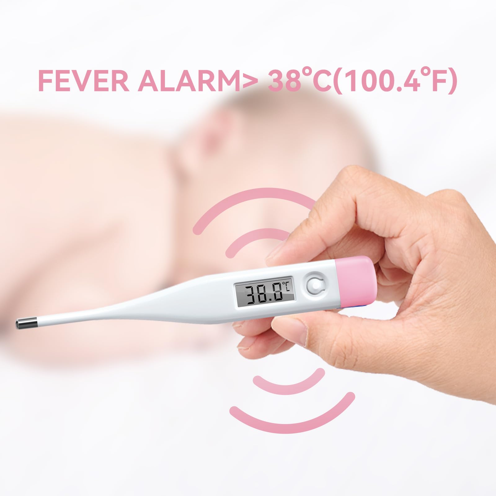 Thermomètre de fièvre numérique pour bébé, Enfant et Adulte, Thermomètre Médical Buccal, axillaire et Rectal pour Enfants fiévreux avec alarme et commutateur °C/°F