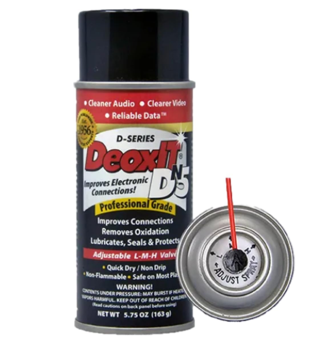 CAIG Laboratories DeoxIT DN5S-6N Spray, More Than A Contact Cleaner, 163g, Low-Med-High Valve, Nonflammable/Non-Drip, Pack of 1