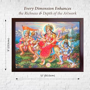 Handicraftstore Hanuman Ram Darbar, Lord Ram with Sita and Bharat and Hanuman Showing his Gratitude, A Poster Print with framing for Home, Decor and Gift Purpose.