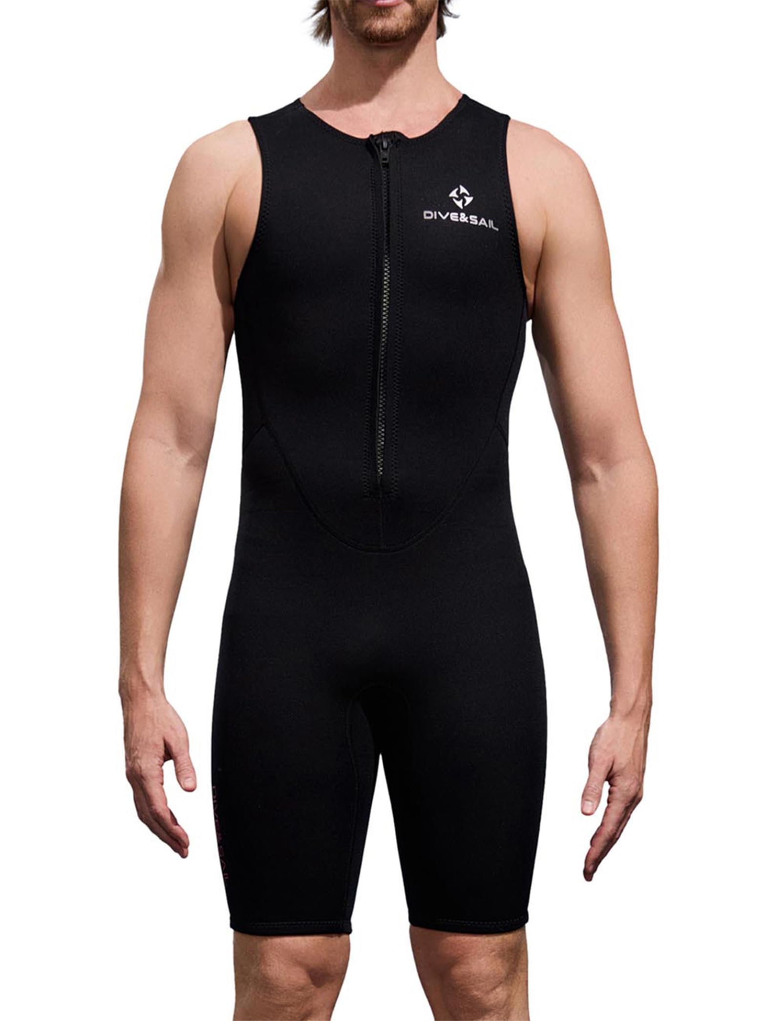 Rswnyirn Mm Neoprene Shorty Wetsuit for Men Sleeveless Front Zipper Athletic Swimsuit for Sports Diving Black XXL