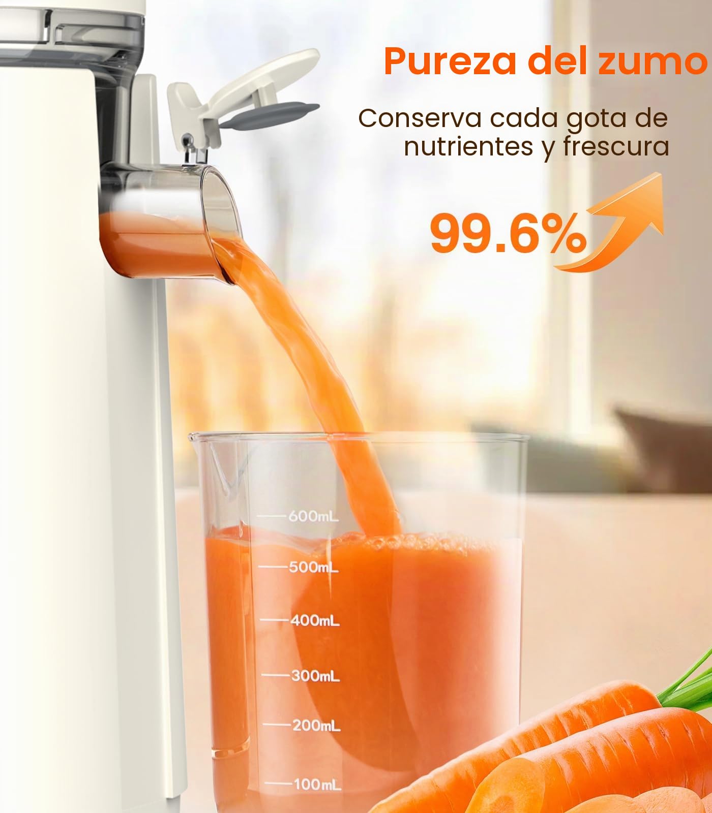 Zasmira Extractor de Zumos, Slow Juicer con Apertura de 120MM, Exprimidor en Frío 2L de Acero Inoxidable para Verduras y Frutas Completas, Fácil de Limpiar, Plata