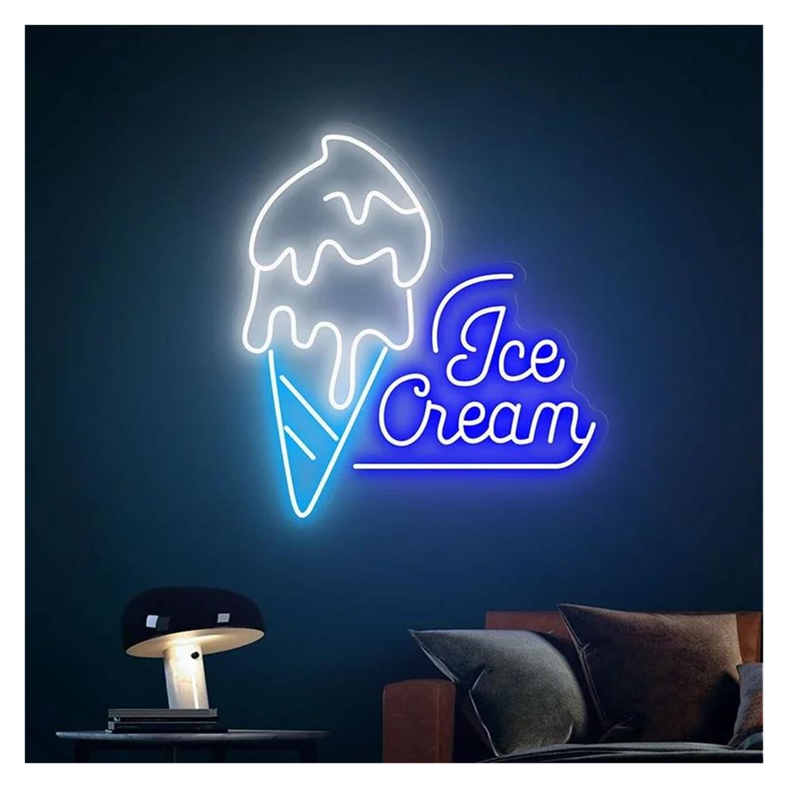 Shouxi E Sign Lamp Ic Cream Neon Sign Light Wall Decor Coffe Bar Shop Restaurant Decoration(,60Cm)