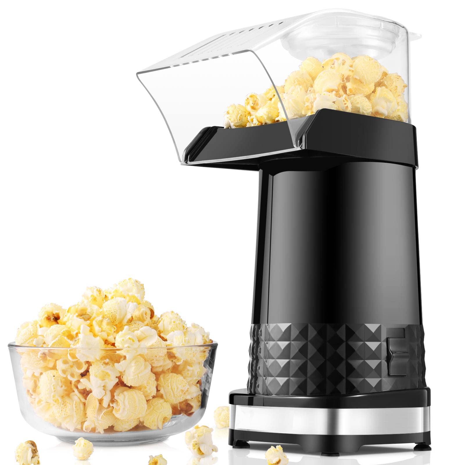 Nictemaw Air Popper Popcorn Maker, 1200W Hot Air Popcorn Popper with Measuring Cup and Top Lid, 3 Minutes Fast Popper Machine for Home, Kids, ...