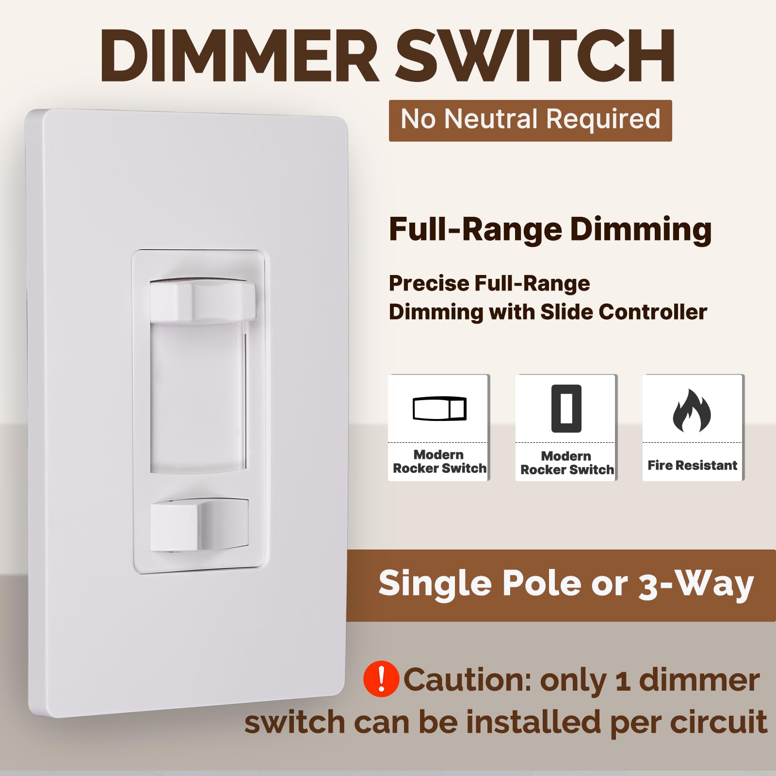 Snapklik.com : MOES Dimmer Light Switch, 3 Way & Single Pole Dimmable ...
