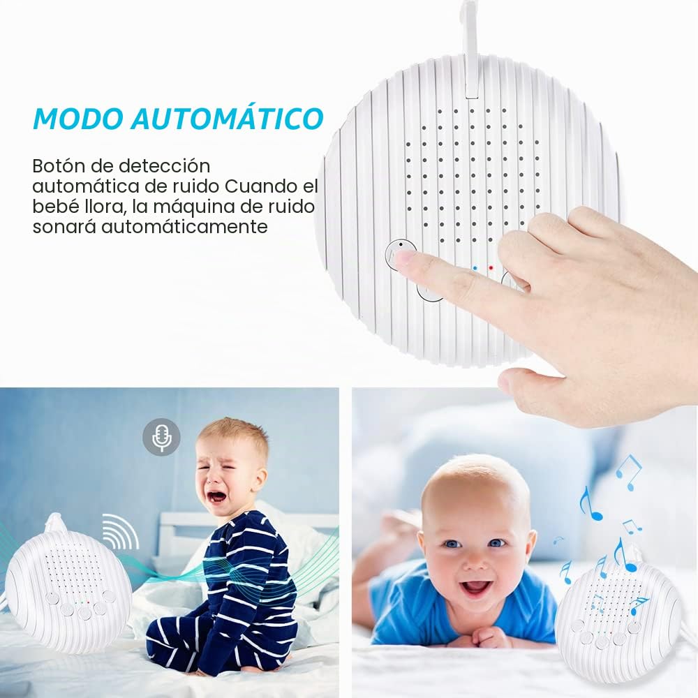 URAQT Máquina Ruido Blanco Bebe，Máquina de Ruido Blanco para Dormir Bebé Portatil, 10 Sonidos Relajantes y Temporizador, USB Recargable, Musica Relajante para Dormir Bebe