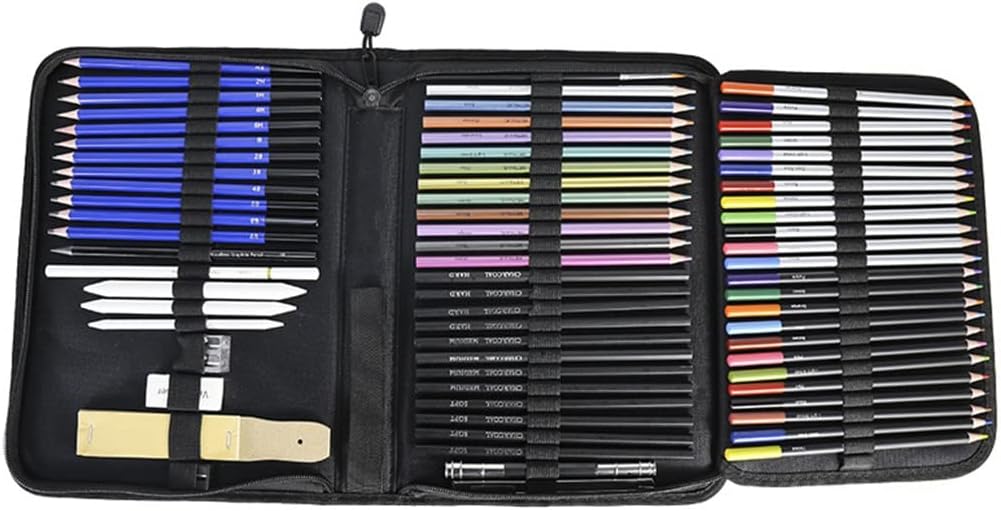 FUOEN 72ピースカラースケッチペンシルドローイングセット描画アート用品色付き鉛筆セットアルトアダルトフルセット
