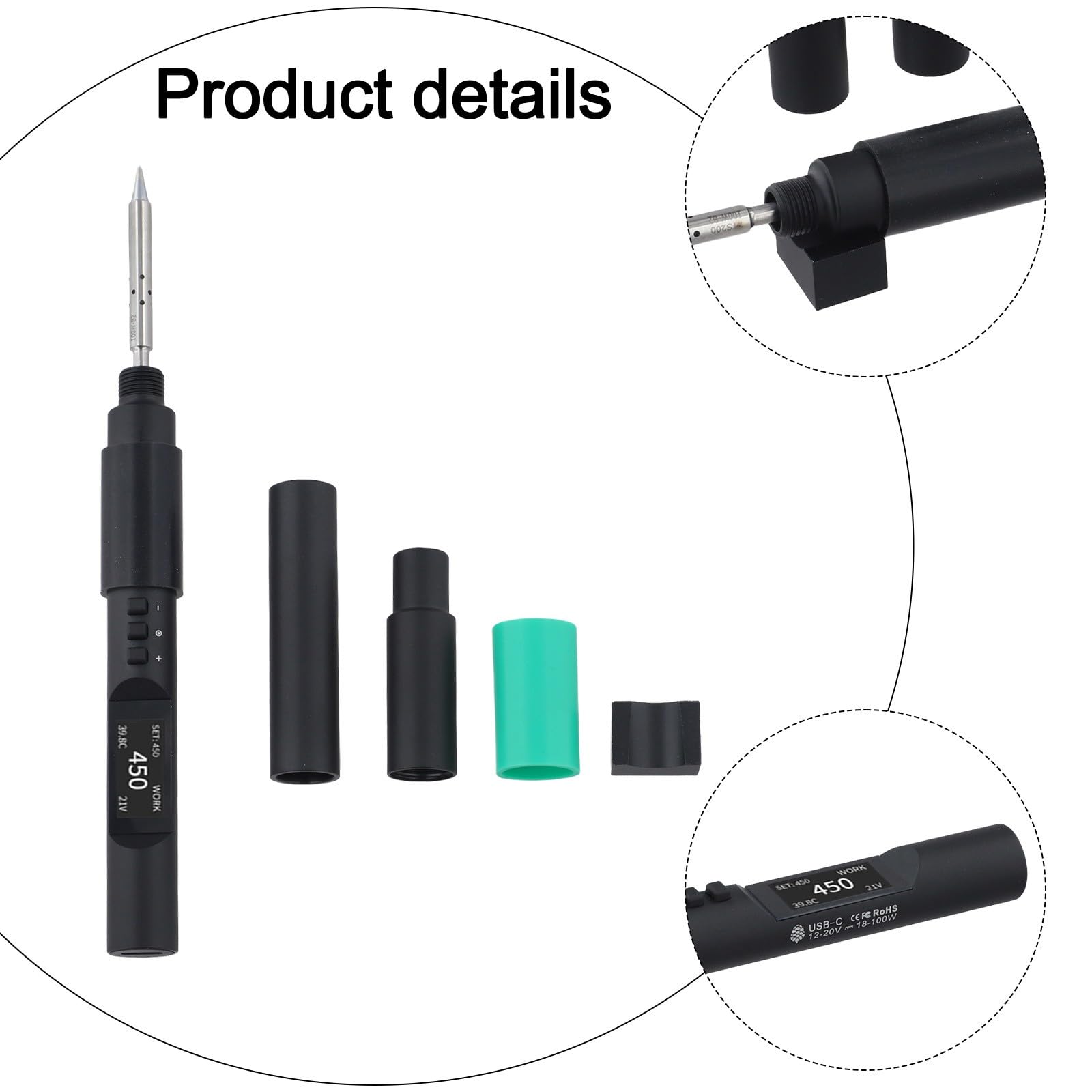 Penna di saldatura intelligente PTS200, 22 V 5,5 A, per display