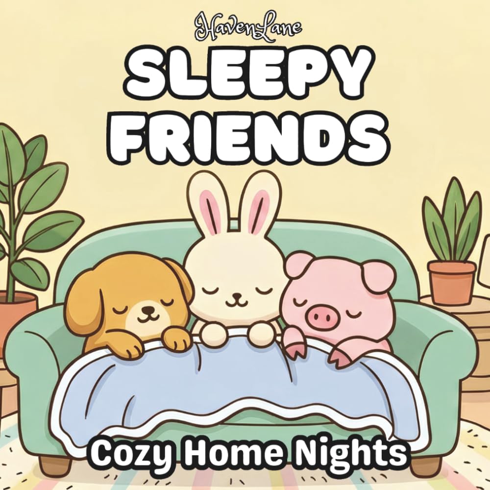 Sleepy Friends: Cozy Home Nights: Cute & Calming Coloring Pages for Rest, Relaxation, and Gentle Wind-Down (The Sleepy Friends Series)