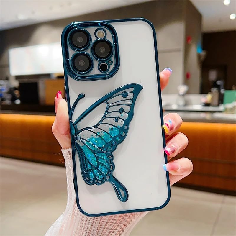 Apurb store Silicone For iPhone 13 Pro Max Case With Luxury Glitter Cute Butterfly Plating Design Aesthetic Women Teen Girls Phone Cases Camera Protection Shockproof Cover For iPhone 13 Pro Max(Blue) (B0D8VRVWZ6) Amazon Price History, Amazon Price Tracker