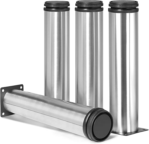 Miniatura 18 de Patas de metal de 2 pulgadas para muebles, patas ajustables de acero inoxidable, patas de metal negro, patas redondas de gabinete para mesa de café