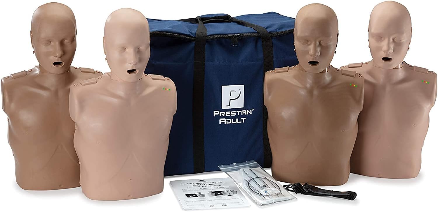 CPR Savers Training Adult 4 Pack, with 4 Professional Adult Diversity Manikins, 4 Ultra Trainers, Vests and Knee Pads