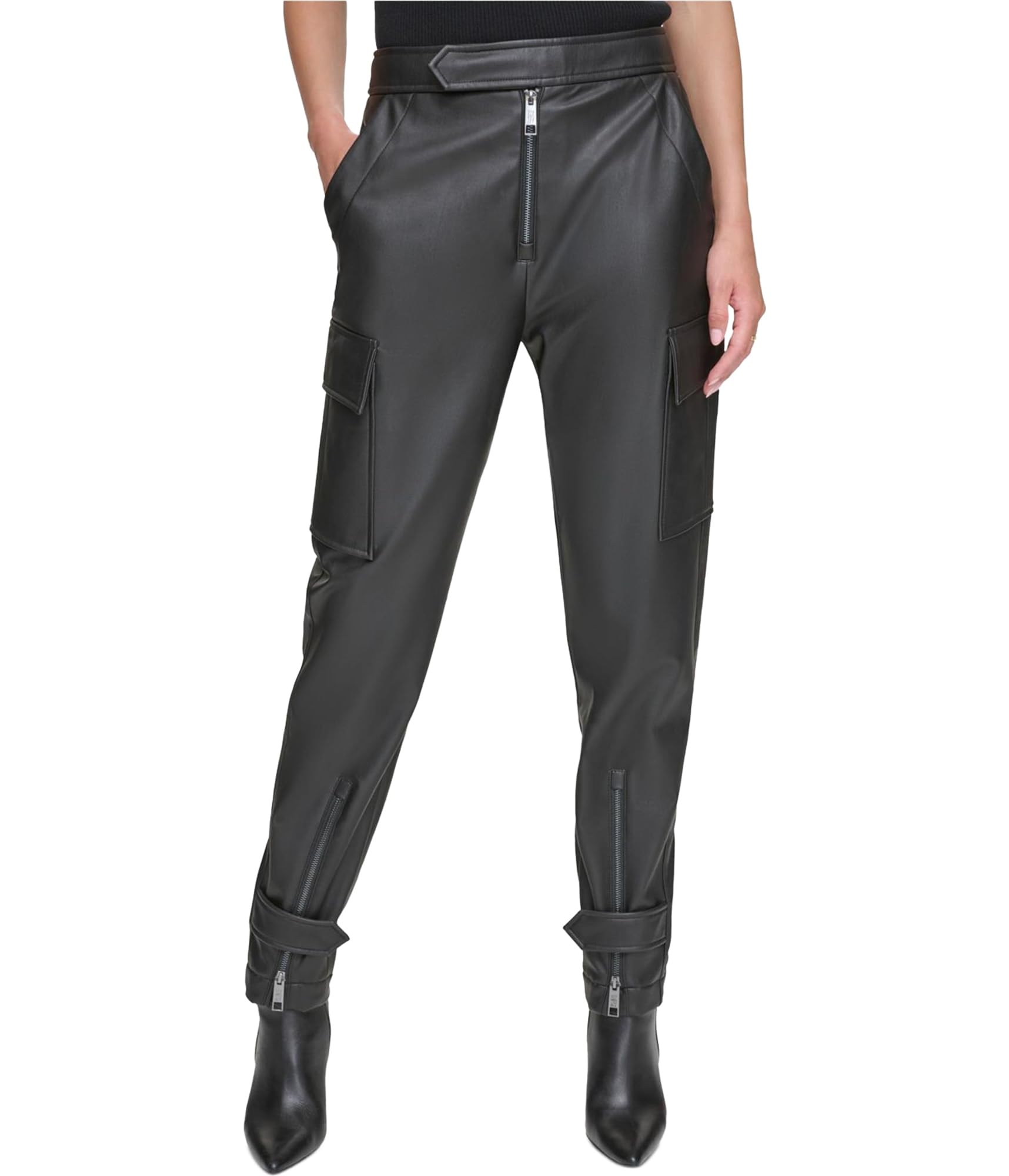 DKNY Womens Faux Casual Cargo Pants Black 6