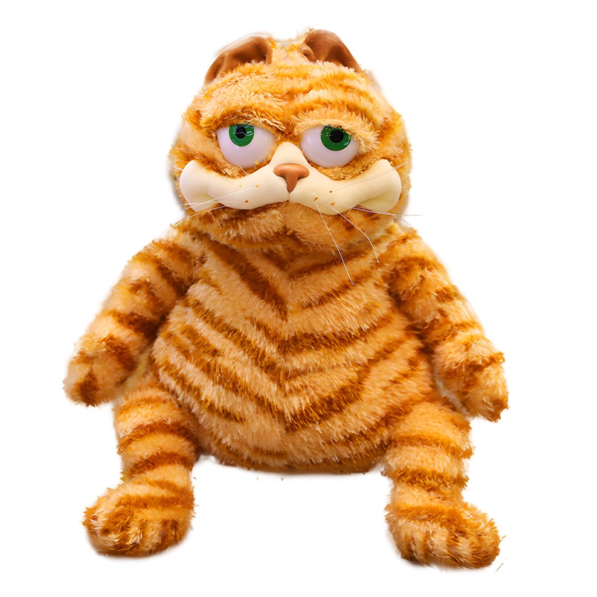 Meleager Peluche de Gato Naranja Gordo, Peluche de Gato Amarillo Realista, 30 cm