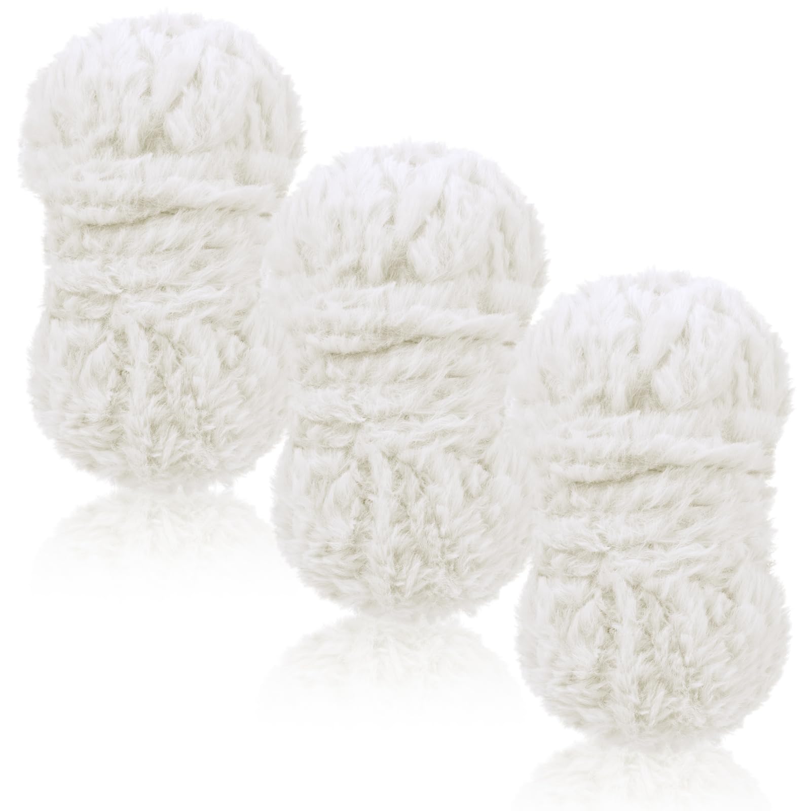 LEREATI Faux Fur Yarn for Crochet 3 x 100g/Skein 60m Eyelash Yarn Soft Chunky Fuzzy Yarn for Crocheting and Knitting, Fluffy Yarn for DIY Bag, Hats, Blankets, Furry Object (Milky White)