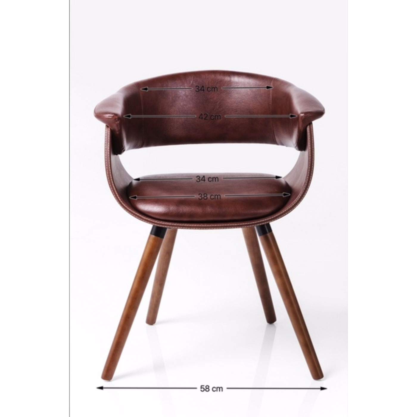 Kare Design Chaise Monaco, Nougat-Marron, Aspect Cuir, Hêtre Massif, Chaise Avec Accoudoirs, Chaise Salle a Manger, Deco Intérieur, Decoration Salon, Cuisine, Chambre, Maison, 72x58x47cm | Chaise salle à manger avec aspect cuir, pour décoration intérieure
