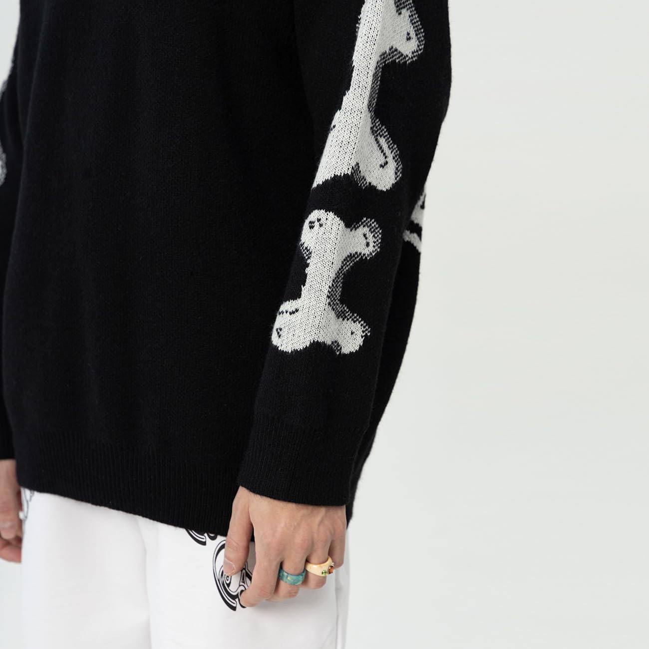 Aelfric Eden Halloween Pullover Herren Oversize Strickpullover Winter Damen Warmer Y2K Vintage Knit Sweater Rundhals Feinstrick Jumper Pullover mit Aufdruck
