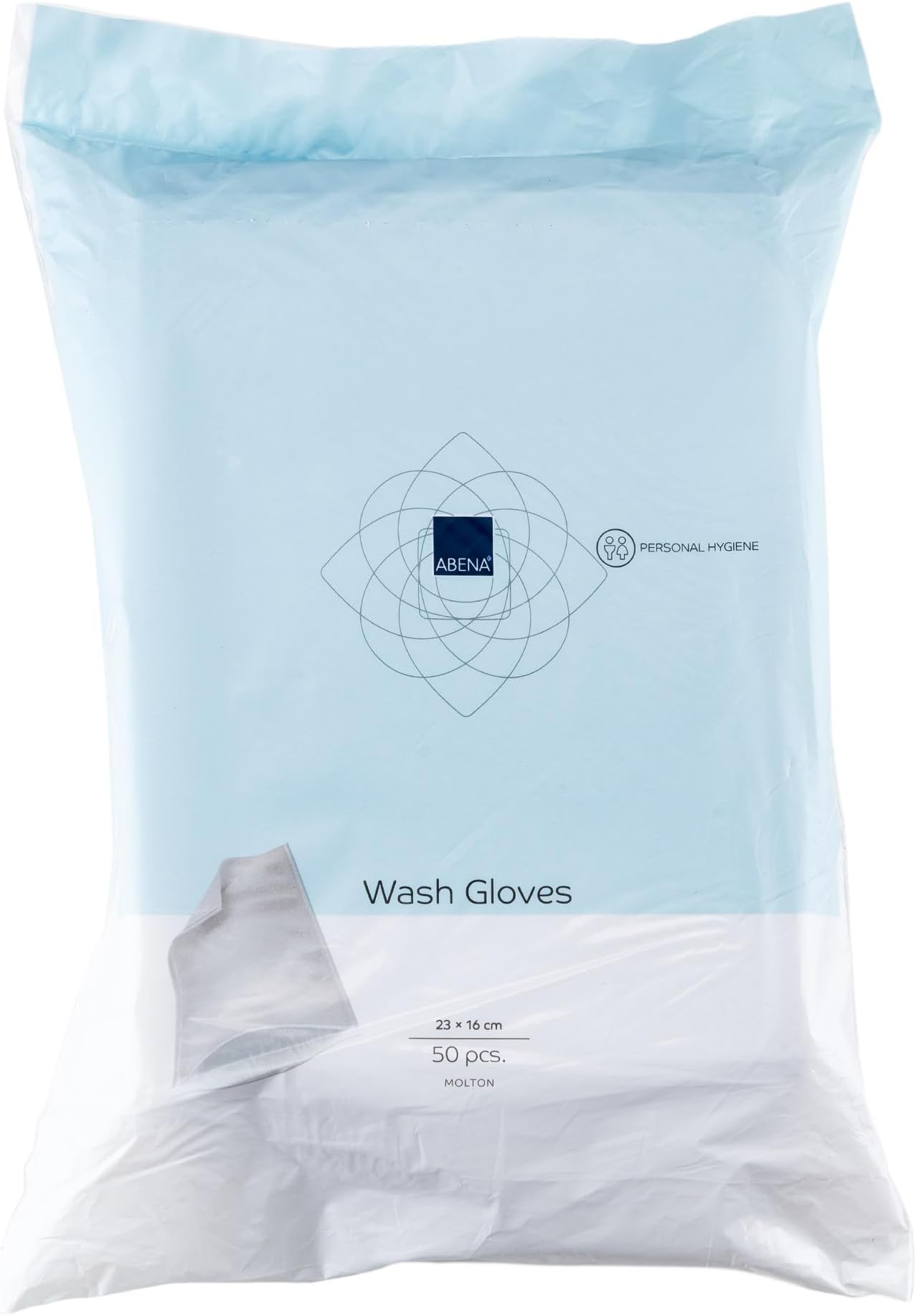 Abena Wash Gloves | Pack of 50 | Disposable Flannels | Ultrasonic Seal | Dermatologically Tested | Substitute for Body Wipes and Incontinence Wipes