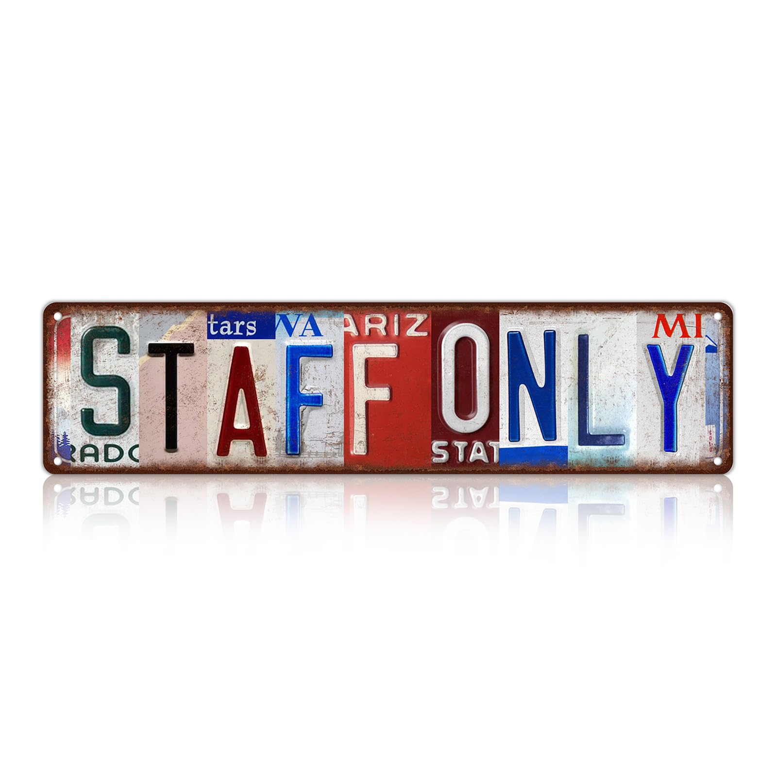 peiyeety Staff Only Vintage Metal Tin Sign | Rustic Office Wall Decor Retro Street Sign for Home Office Store Garage Bar Farmhouse Patio Man Cave Waterproof Durable Wall Art 4x16 Inch