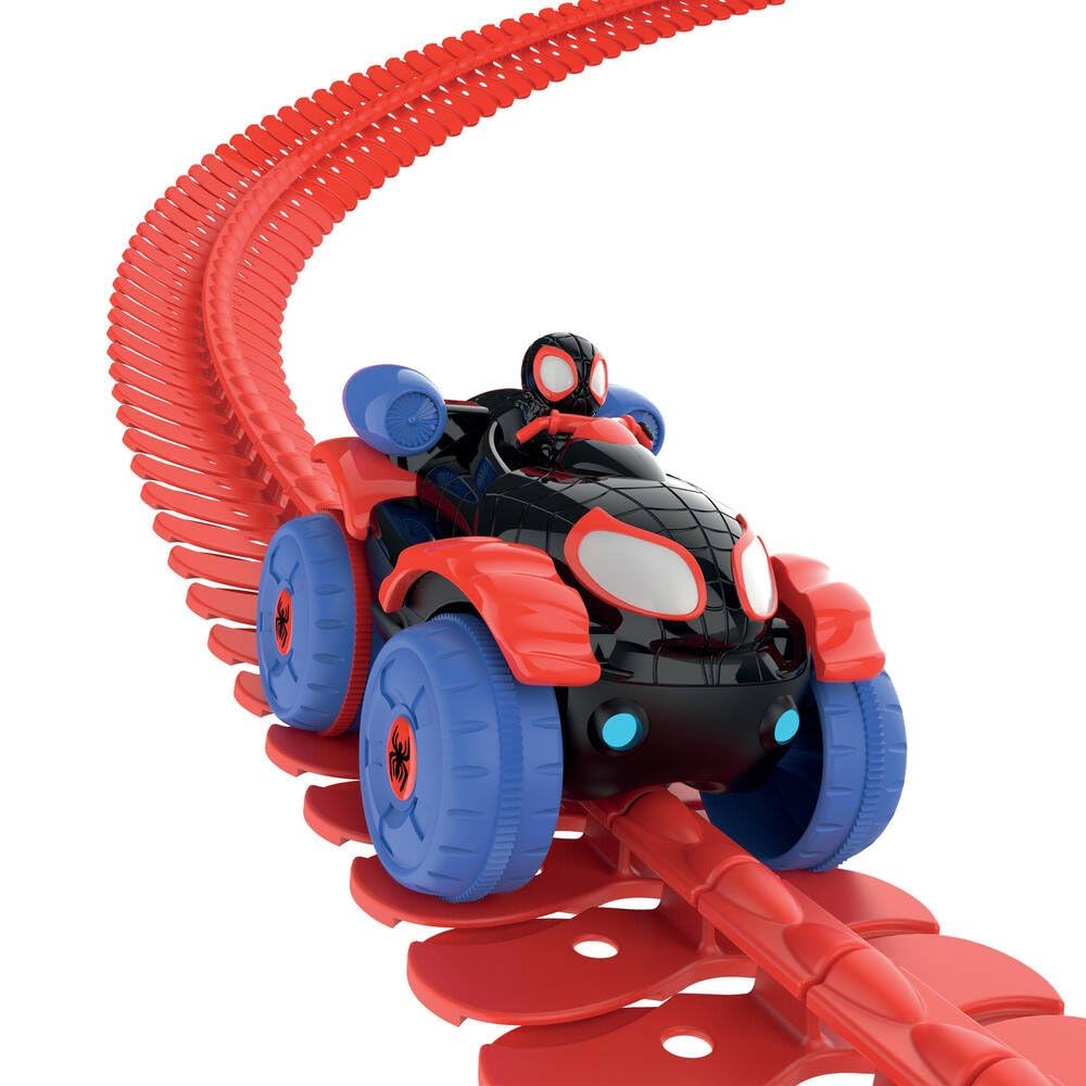 Smoby - Spidey FleXtreme Set Spin - 4 m40 di circuito per auto - 184 piste flessibili e modulabili + 1 veicolo morale effetti luminosi - 180926