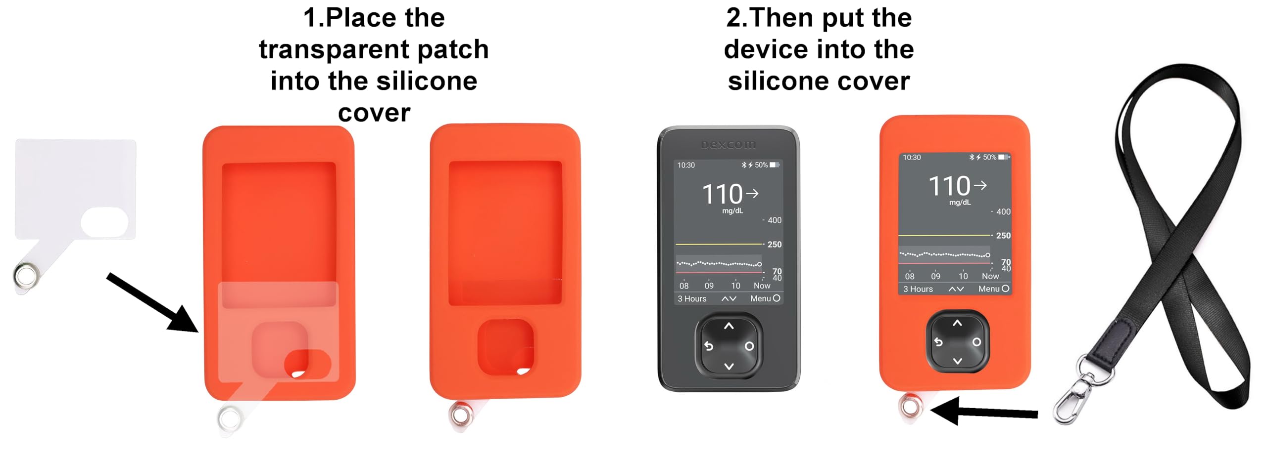SNK Coque en silicone pour récepteurs Dexcom G7 et G6 avec cordon de serrage, cordon patch et protecteur d'écran Violet pailleté