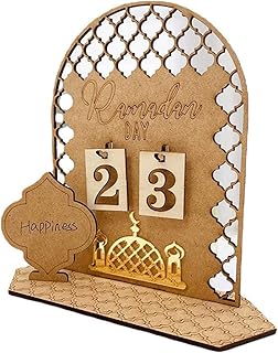 Ramadan Calendar, Rustic Wooden Countdown Calendar 30 Days Ramadan Advent Calendar Eid Gift for Children Eid Decor for Muslim Ramadan Party