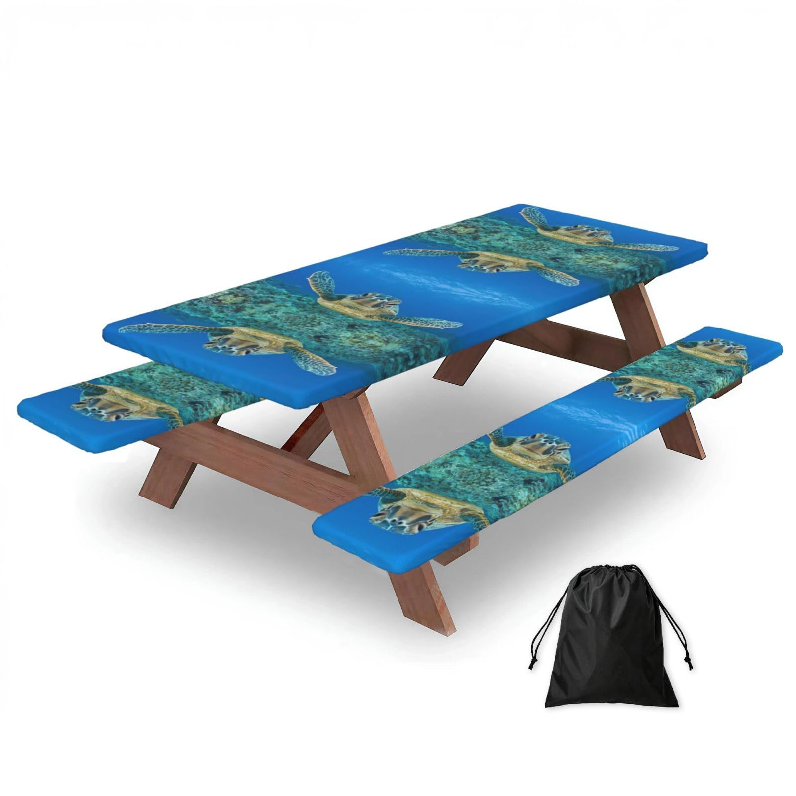 Sea Turtles Print 3 Pack Wipeable Picnic Bench Cover And Table Cover Lightweight Table Cloth For Camping Outdoor