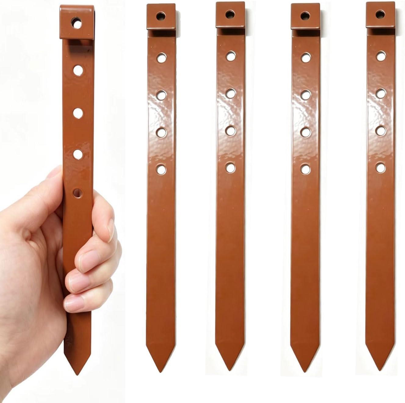 30 Pack Metal Landscape Edging Anchor Stakes, 10 Inch Garden Stakes, Brown Garden Anchoring Spikes for Yard, Edgings Garden Lawn, Fence Barrier