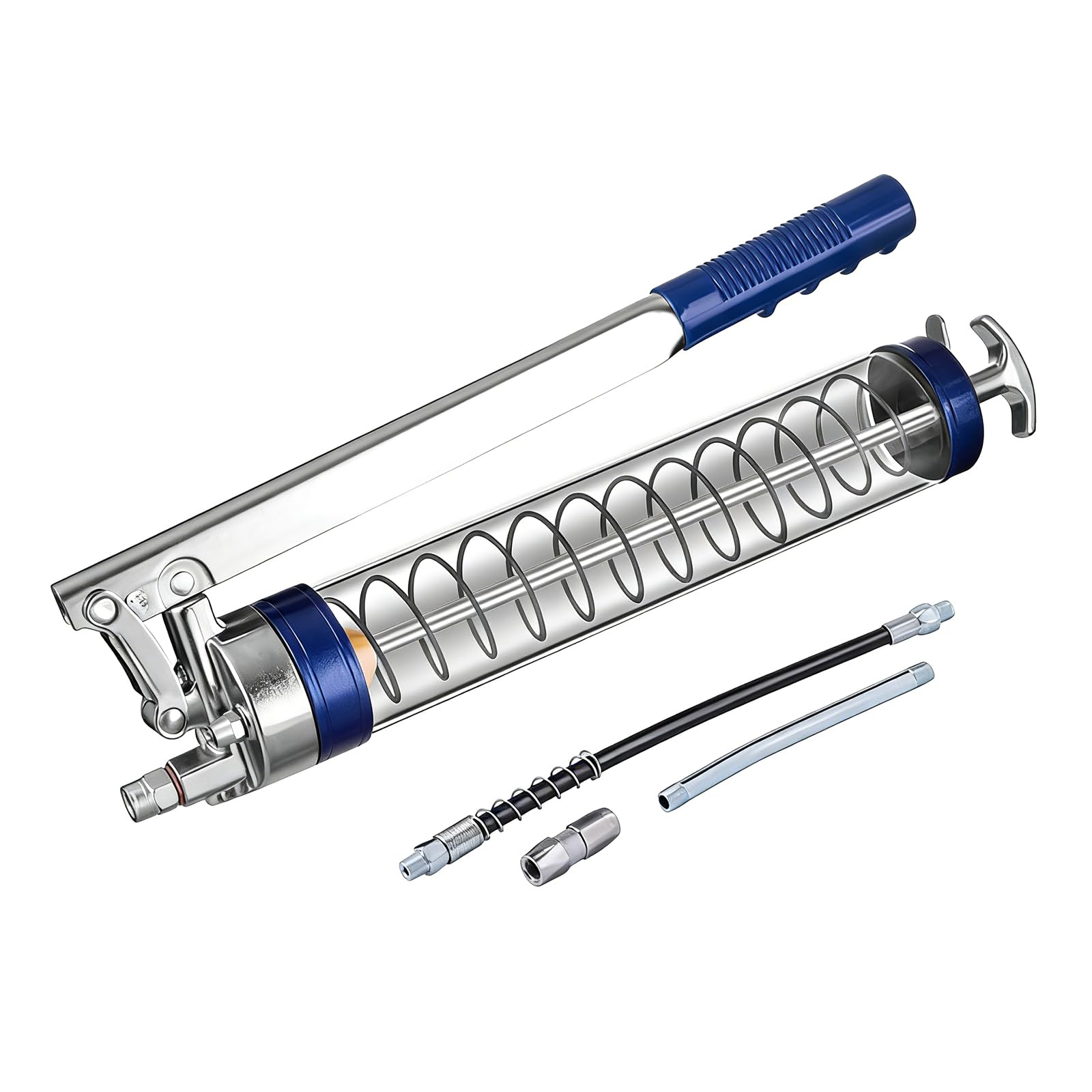 Lubricación profesional de cuerpo de aluminio con mango para maquinaria industrial, tubo de grasa transparente, bombas de grasa manuales