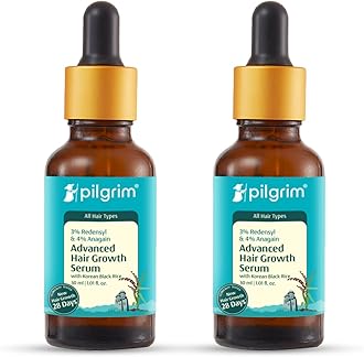 Pilgrim Redensyl 3% + Anagain 4% Advanced Hair Growth Serum with Natural Ingredients, Controls Hair Fall, Stimulates, Increase Hair Density | Hair Serum for Men & Women (2, 30ml (Pack of 2))