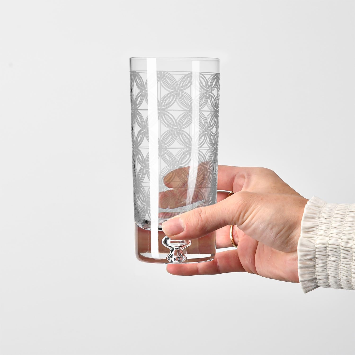 Krosno – Vasos para agua, zumos y bebidas de 300 ml – Juego de 4 piezas – Colección Saga – Cristal – Hechos a mano y tallados – Ideal como regalo