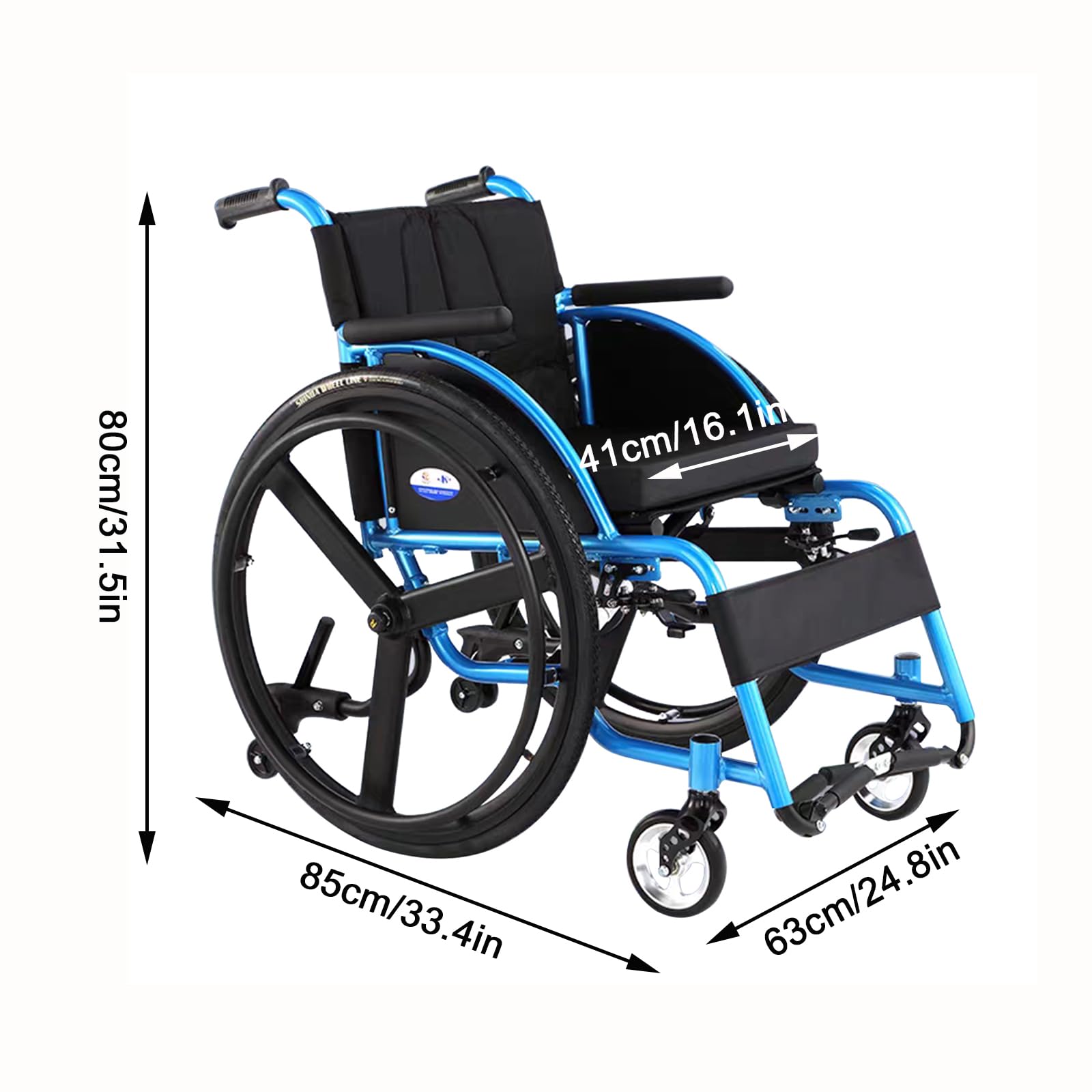 Sedia a Rotelle Pieghevole, Sedie a Rotelle Sportive e per il Tempo Libero per Adulti, Sedia a Rotelle Leggera Pieghevole Semovente