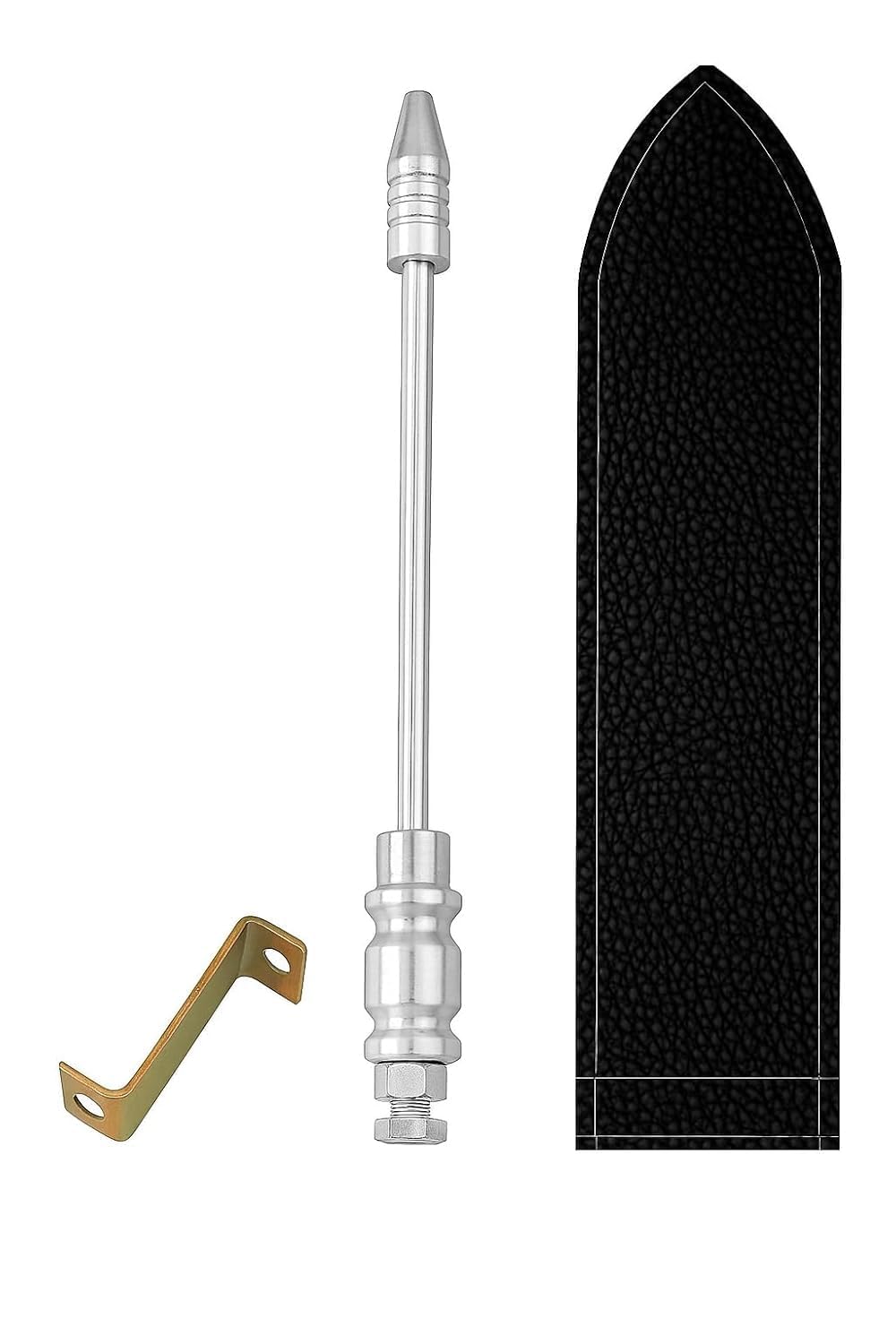 fieryfrost silver car flag rod with bracket and black cover – universal judgment/corner rod for all car models – decorative vehicle flag pole accessory (black)