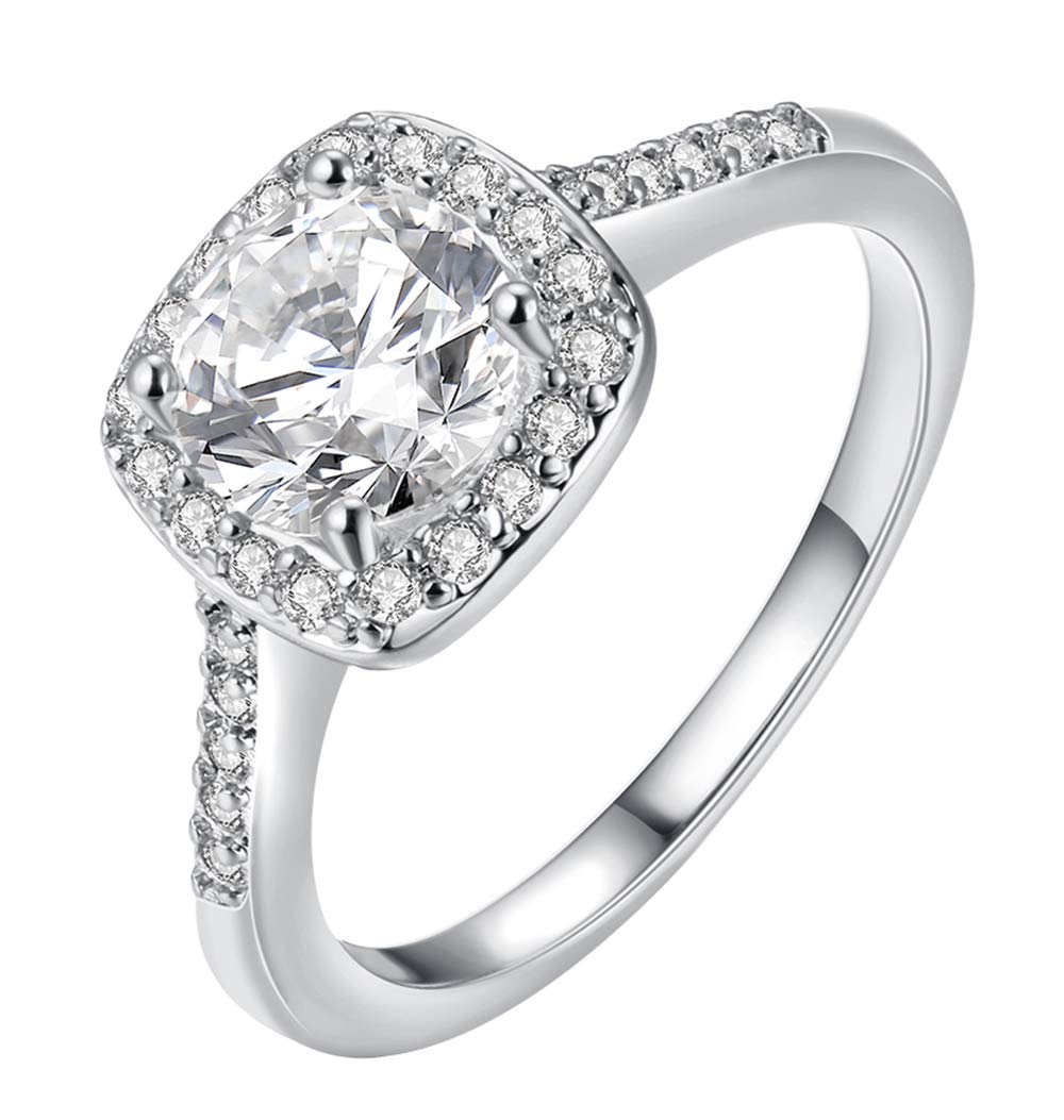 Cutesmile Fashion Jewelry 925 Sterling Silver CZ Crystal Square Rings Wedding Rings for Women (8)