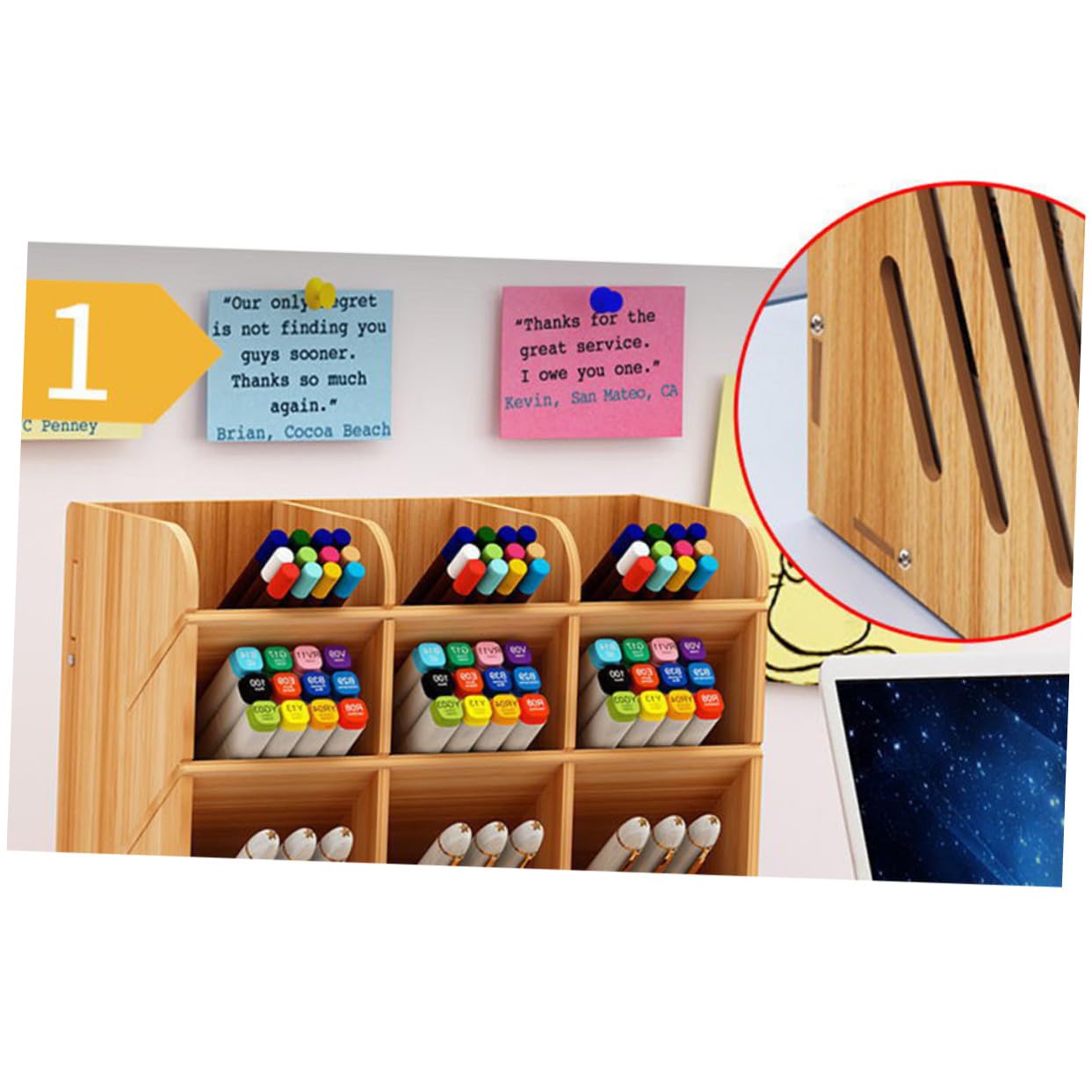 Didiseaon Portapenne in Legno Scomparti Multipli, Organizer da Scrivania | Ufficio e Casa, Capiente e Solido, Stile Moderno Creativo Vani Versatili per Accessori