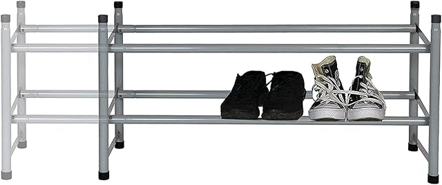 Hyfive Shoe Rack 2 Tier Extendable Shoe Storage Organiser Hallway Tidy Wardrobe Space Saver