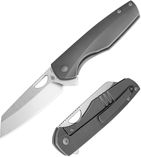 Miniatura 1 de Kizer Cuchillo de bolsillo Sparrow, hoja de acero S35VN de 3.25 pulgadas, mango de titanio, bloqueo de marco, cuchillo plegable pequeño de pie de