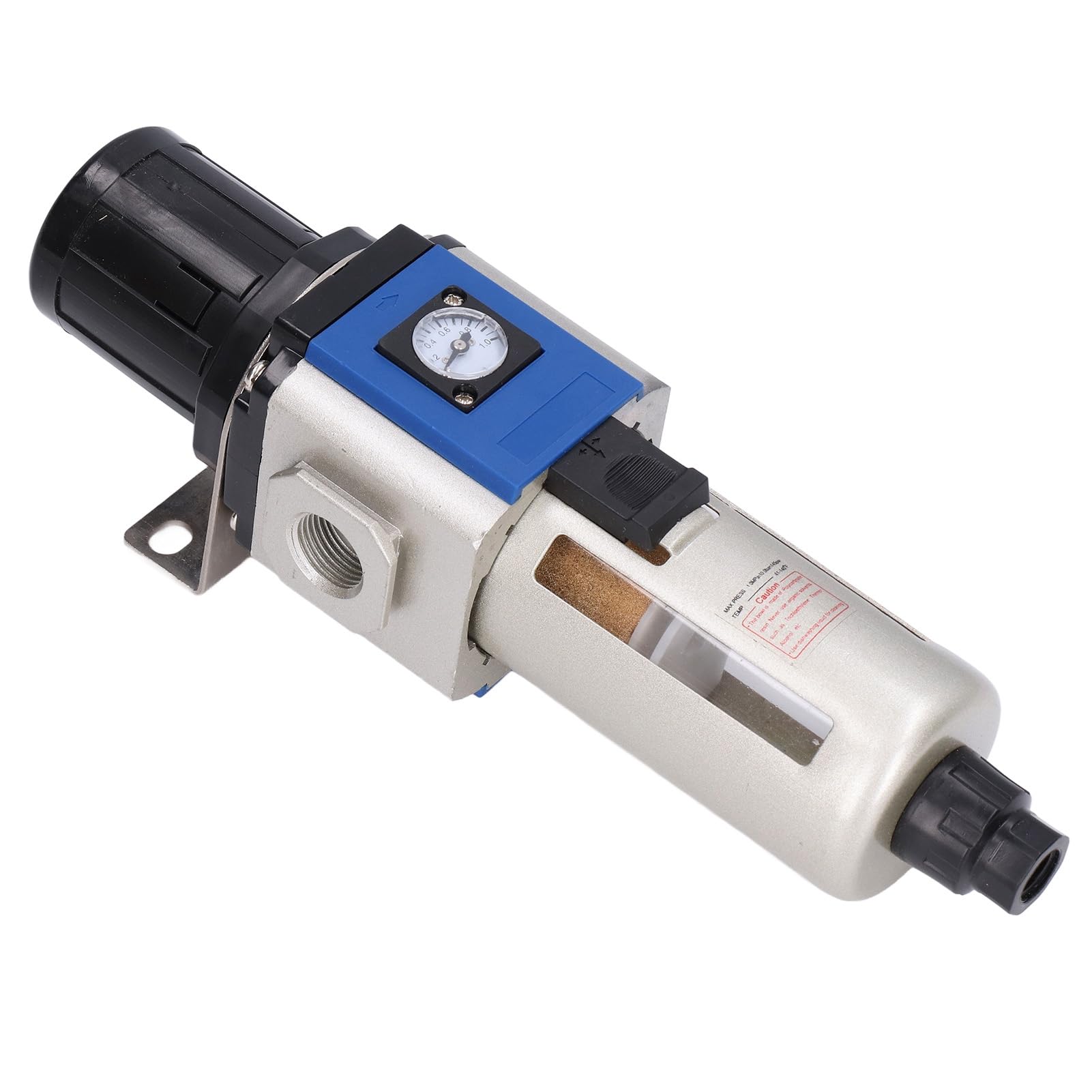 Regulador de Filtro de Aire Comprimido Filtro Regulador de Presión de Aleación de Aluminio 0,05 a 0,9 MPa Tazón de 80 CC Salida Estable Autoblocante para Compresor de Aire Taller Uso