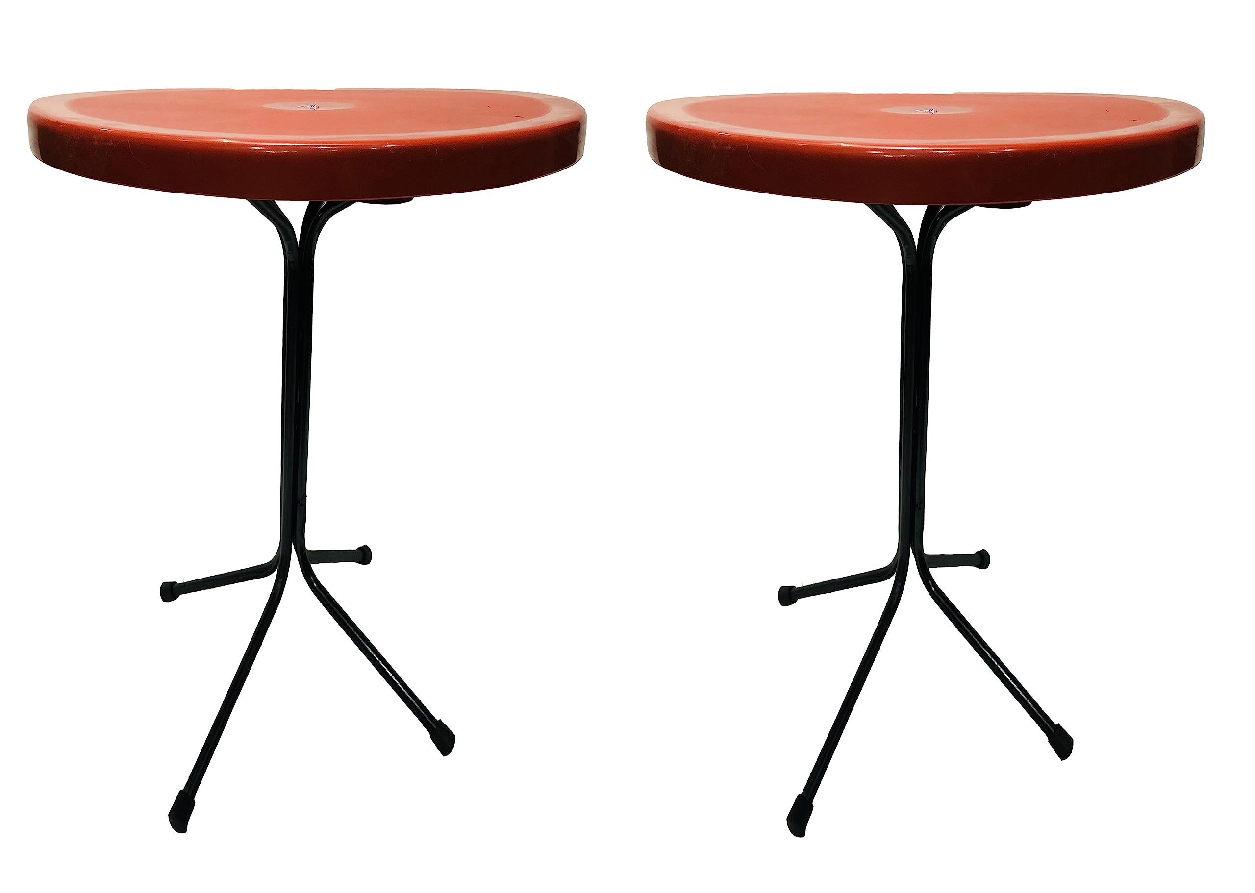 SOMRAJ Dining Table Dining/Restaurant/Cafe Table,Standing/Coffee Table Multipurpose Table with Plastic TOP and Iron Frame,RED (2pc)