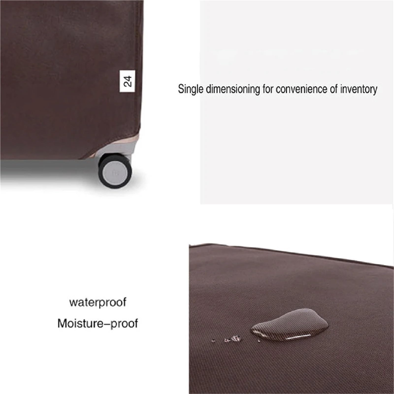 2 pezzi da 24-30 pollici in tessuto non copertura for bagagli viaggio tinta unita elegante protezione impermeabile staccabile borsa Per Valigie(Coffee 24inch)