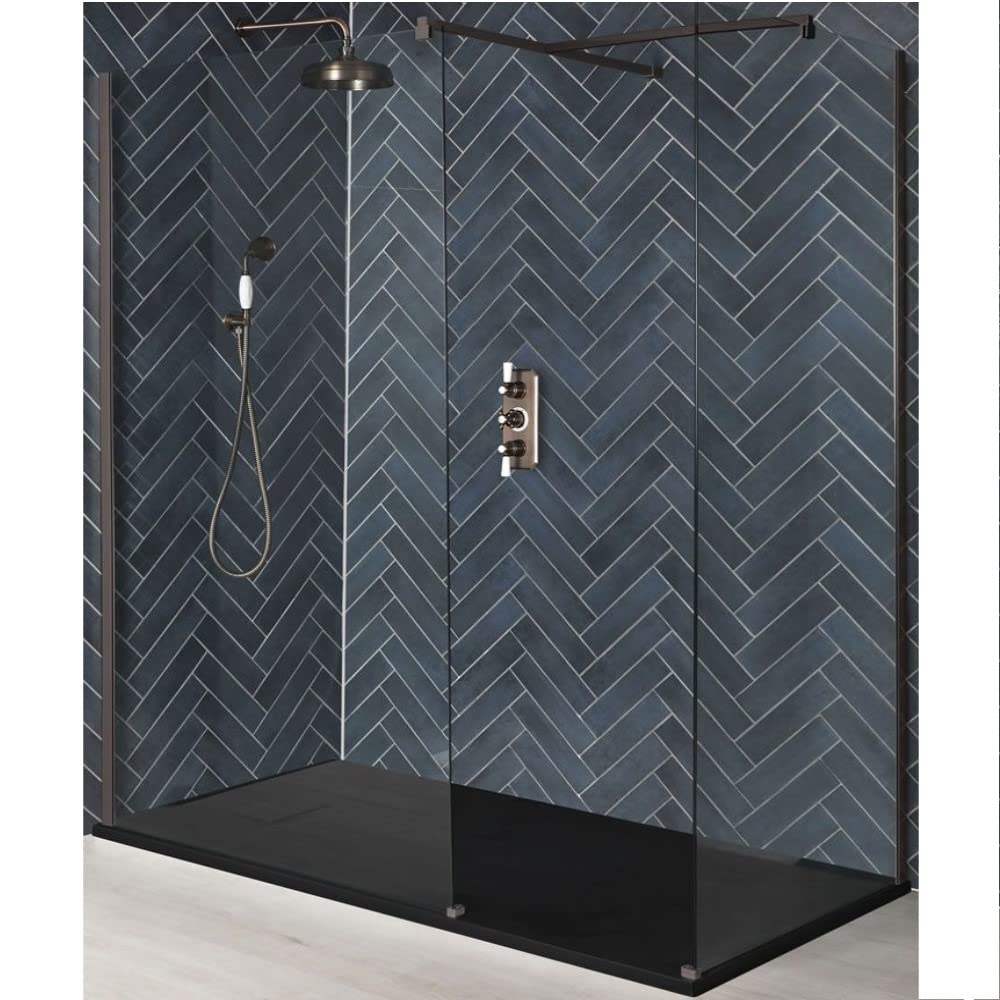 Milano Rosso Matte Bronze Corner Shower Enclosure Graphite Tray - 1500mm x 800mm