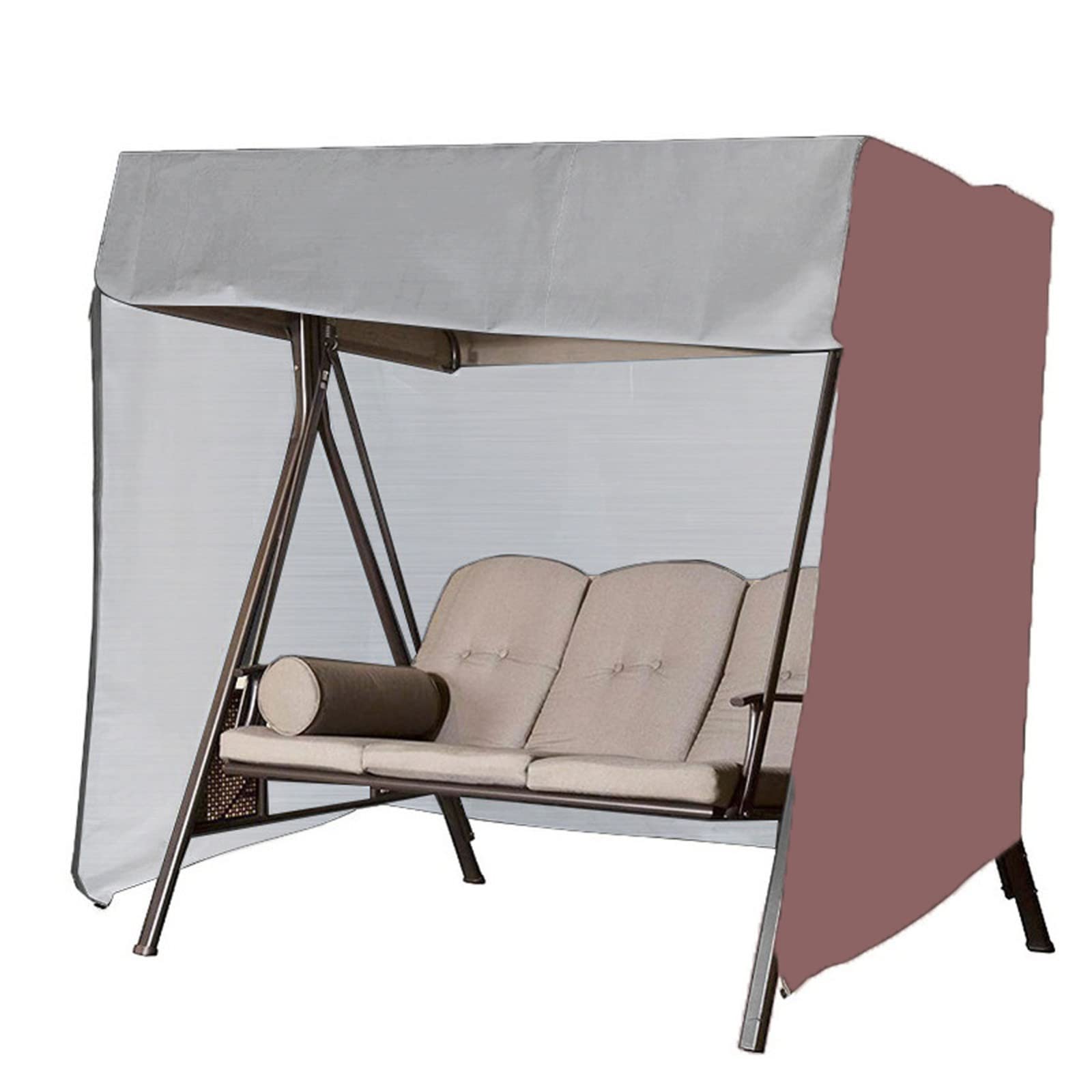 SPXMQSS Garden Swing Cover, Dustproof Heat Insulation 3 Seater Swing Cover, Sun Protection Waterproof Garden Swing Chair Cover For Patio Swing Chair Brown,220 * 125 * 170cm