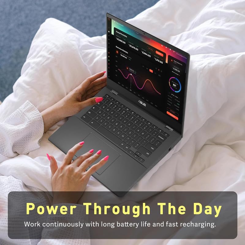 ASUS Chromebook Laptop Student Business 2024, 14" FHD Anti-Glare Display, 8-Core MediaTek Kompanio 520, 4GB RAM, 128GB (64GB eMMC+64GB Card), Webcam, WiFi, 15+ Hrs Battery, Chrome OS +HubxcelAccessory